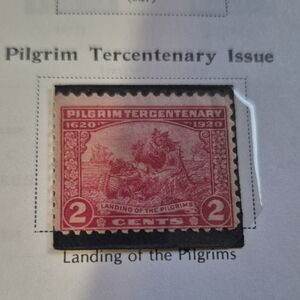 Vintage 1920 Pilgrim Tercentenary 2¢ Stamp - Pink